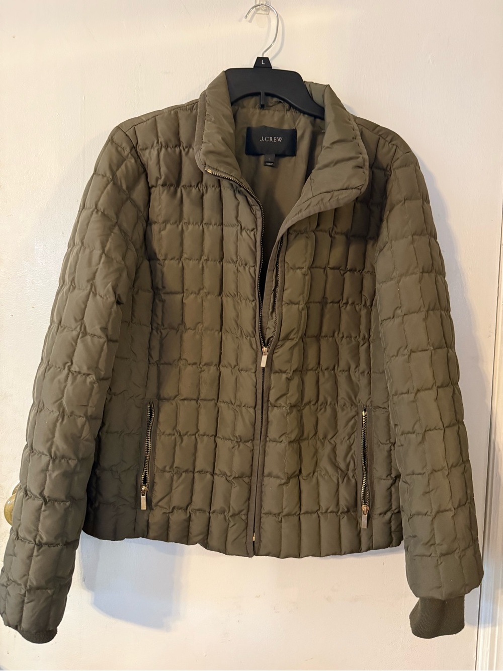 J. Crew Snowcap Olive Quilted Puffer Jacket